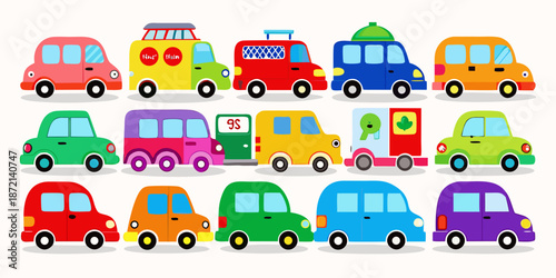 Color Sorting Icon Set for Kids Learning and Education, Collection of Cute Blue Objects and Characters in Cartoon Style, Themed Educational Vector Illustration for Toddlers