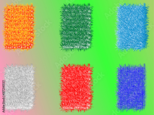 Abstract colorful vector fiber squares collection on gradient background for design usage