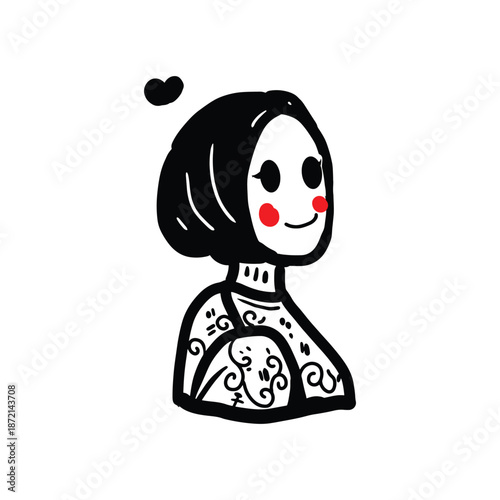 Vector Illustration of a Woman in Hijab Smiling in Hand Drawn