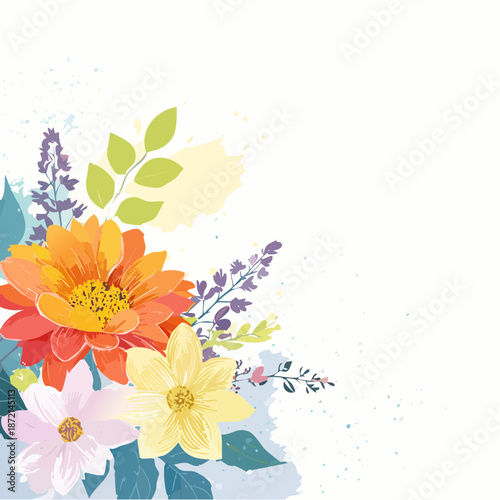 Left-heavy composition where flowers cluster tightly near the left edge, 