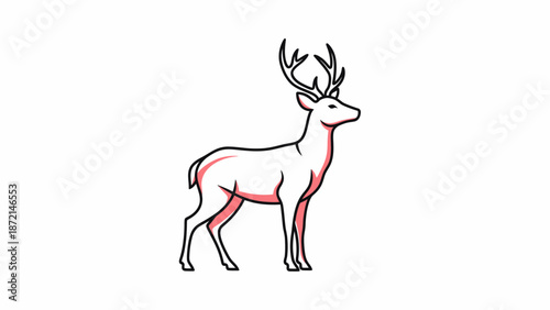 Elegant Deer Illustration A Majestic Creature in Simple Lines.