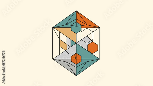 Geometric Structure An Abstract Composition of Shapes and Colors.