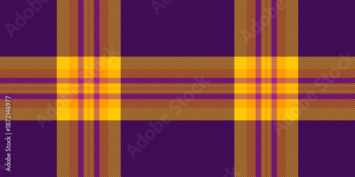 Present vector tartan plaid, october pattern seamless fabric. Autumn textile background check texture in bright and purple colors.