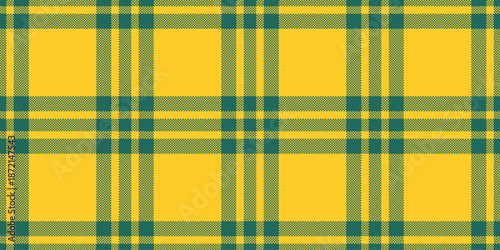 Thread background tartan fabric, decoration vector pattern seamless. Overlayed check texture plaid textile in teal and yellow colors.