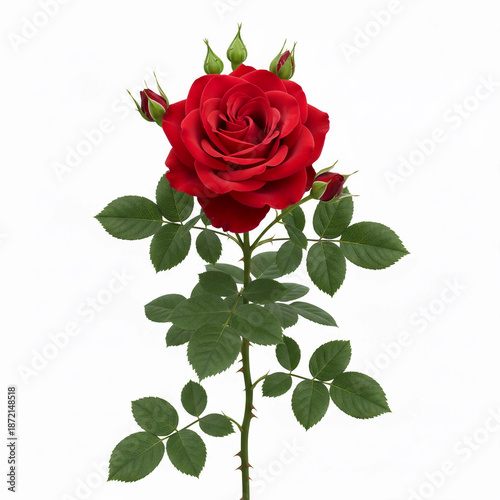 red rose isolated on white background.
