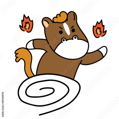 仕事のトラブルでパニックになる馬のイラスト