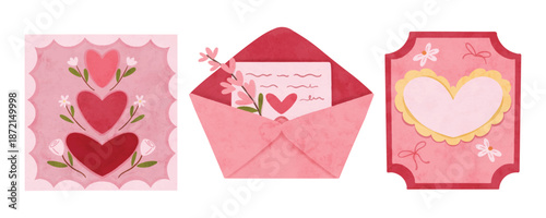 Valentine's Day  Love Letter Envelope and Stamp