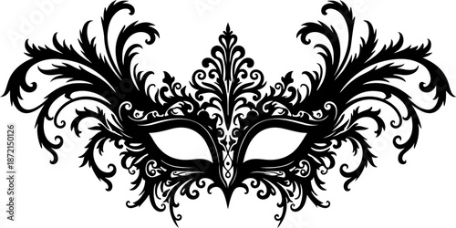Elegant Venetian Masquerade Mask Ornamental Silhouette