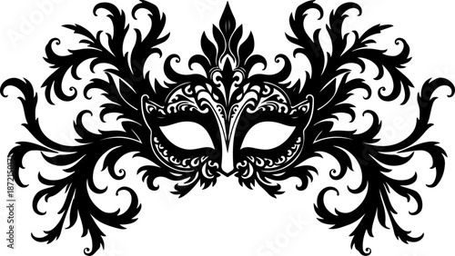 Elegant Venetian Masquerade Mask Ornamental Silhouette