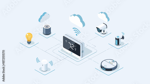 Smart Home Automation System Isometric Illustration with Connected Devices 3.