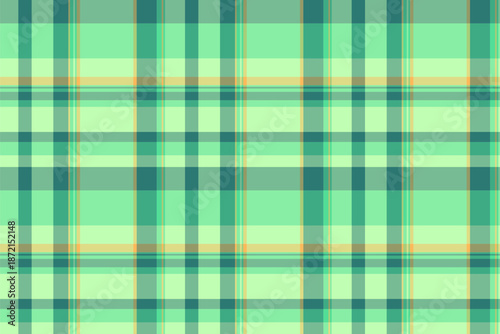 Iconic vector seamless check, frame texture pattern background. Warp plaid textile fabric tartan in green and mint colors.