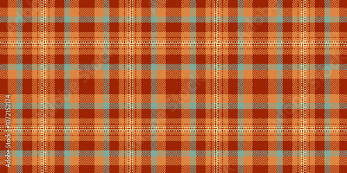 Performance fabric vector background, deluxe texture pattern seamless. Drawing check tartan plaid textile in red and orange colors.