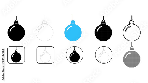 Diverse bomb icon set solid, line, pixelated, colorful style vector graphics for danger.