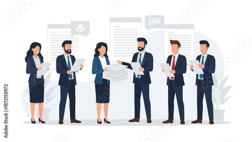 Business Team Collaboration And Document Review