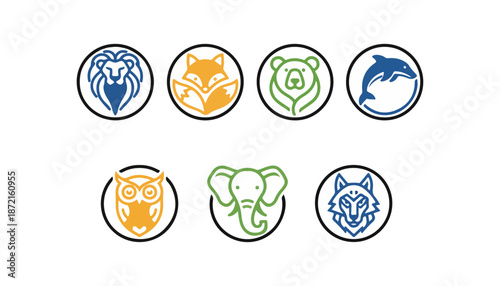 Animal icon set various wildlife illustrations symbolic design