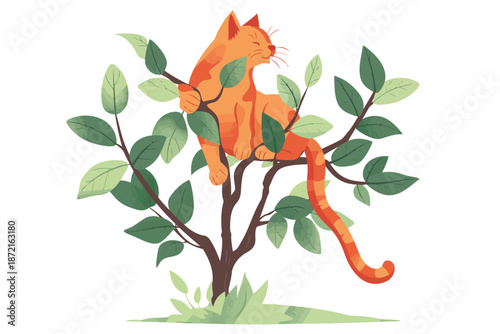 Cat Climbing pet Tree stock image isolated vector style