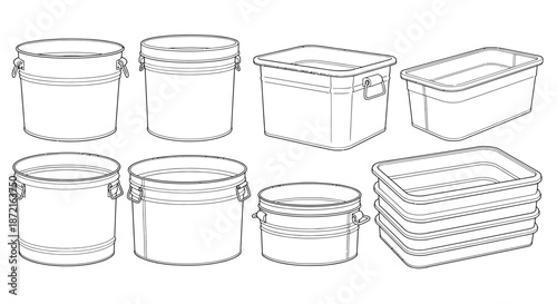 Collection of storage buckets and containers