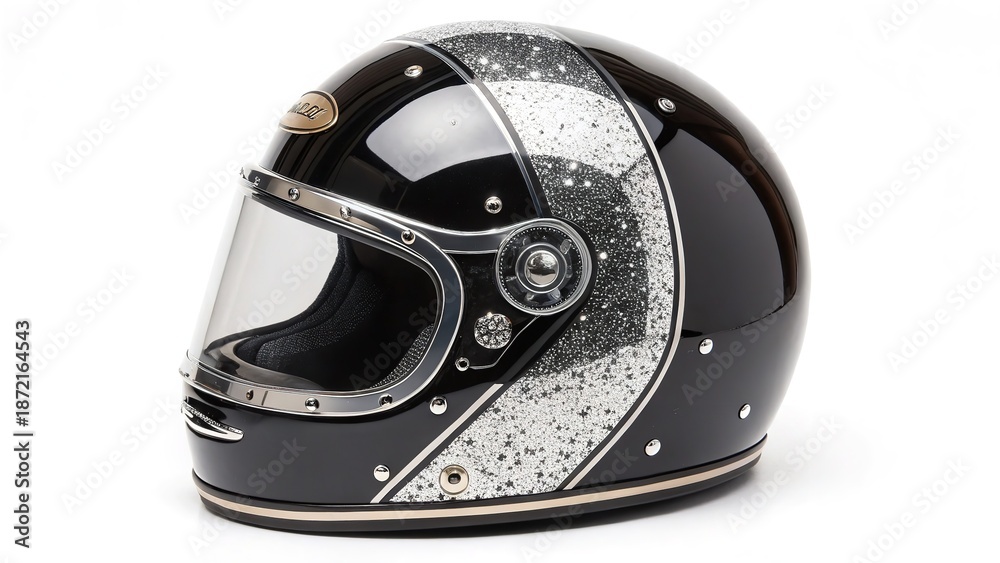 Fototapeta premium a black motorcycle helmet with a visor