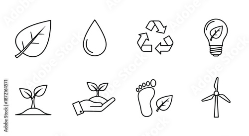 Sustainability icons representing environmental conservation