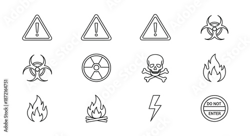 Various warning and danger symbols