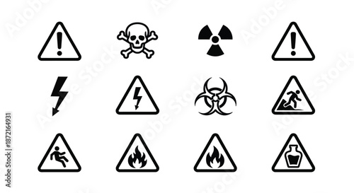 Set of safety warning symbols