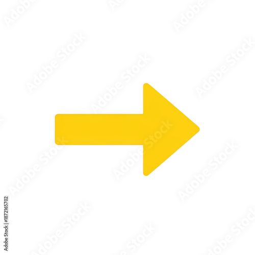 Bright yellow arrow icon isolated on transparent background