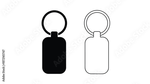 Two keychains one dark and one light presented as a striking silhouette