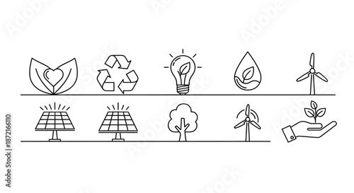 Illustrations of sustainable energy and environmental conservation