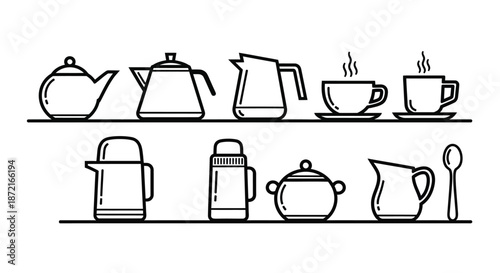 Collection of tea and coffee brewing tools