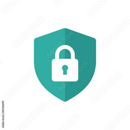 A Teal Shield Icon with a White Padlock Symbol for Security and Protection