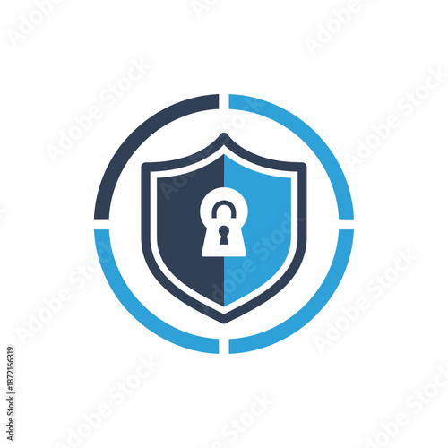 Secure digital shield icon representing data protection, privacy, and cybersecurity services