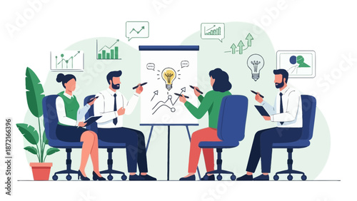 Team Brainstorming Session: Idea Generation and Business Growth Strategy