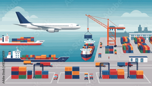 Global Logistics and Transportation Air Sea and Land Freight Operations.