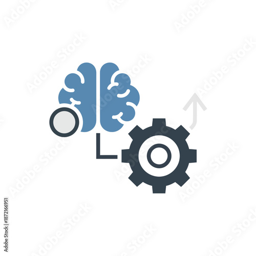 Conceptualization of Artificial Intelligence and Machine Learning Processes with Brain and Gear Illustration