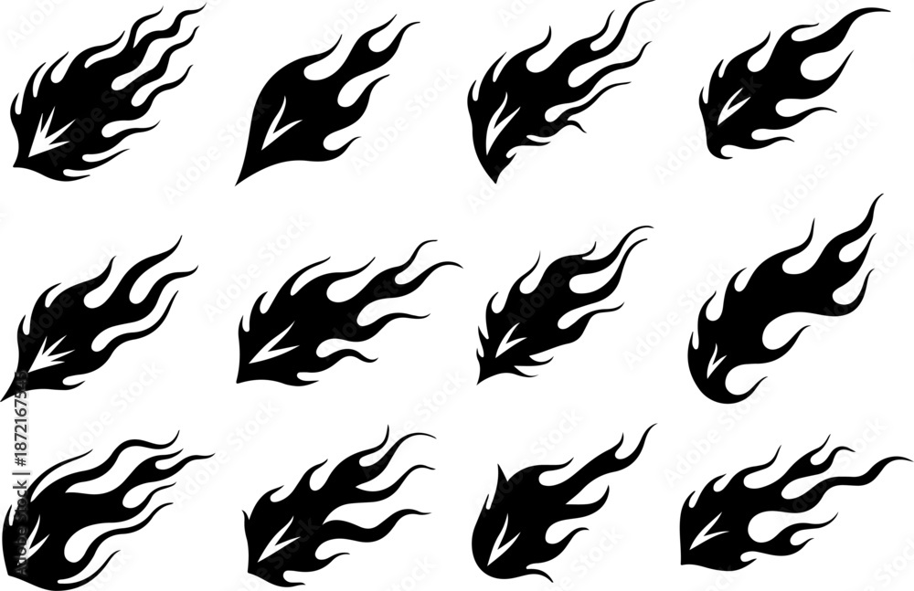 Fototapeta premium Abstract Flame Fire Shape Silhouette Collection