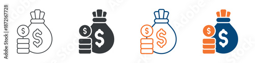 Money Bag Icon Set Multiple Style Collection 