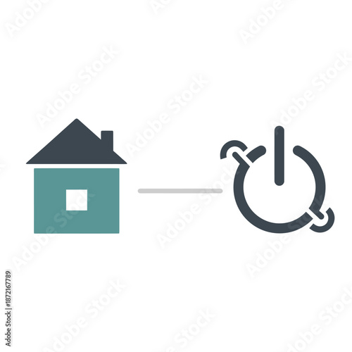 Smart Home Automation and Energy Management Concept with Power Button Icon