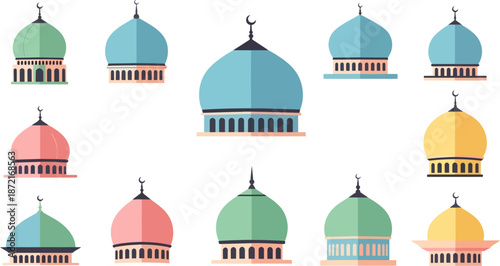 multicolor domed mosque roofs