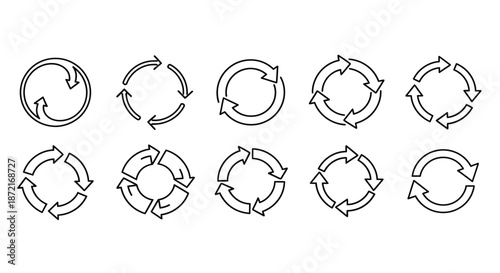 Collection of circular arrows in various styles