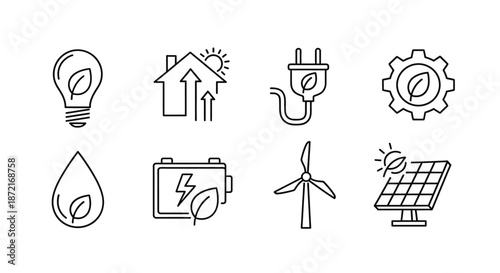 Sustainable energy and efficiency symbols