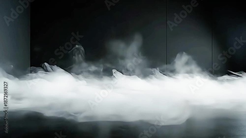 Dramatic White Smoke Cloud Rising in Dark Room Abstract Vapor Motion Background Stock Video Footage for Creative Projects Visual Effects