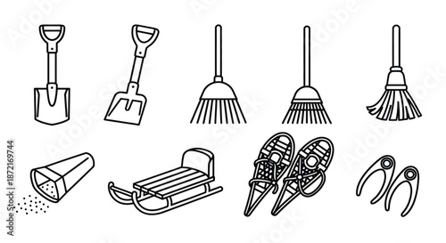 Collection of winter and gardening tools