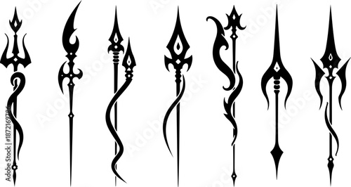 Tribal Blade Symbols Black Vector Collection