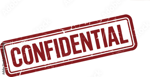 Grungy red confidential stamp on a clean white background signifies important private information