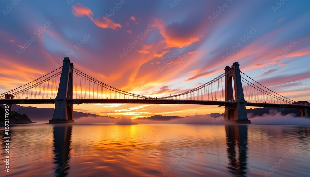 Fototapeta premium Suspension Bridge Dusk