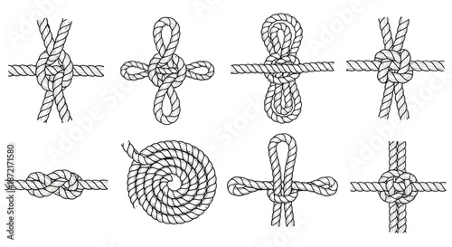 Various knots illustrated in detailed diagrams
