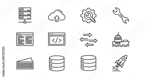 Cloud computing and data management icons