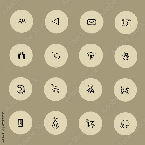 social media highlight icons set