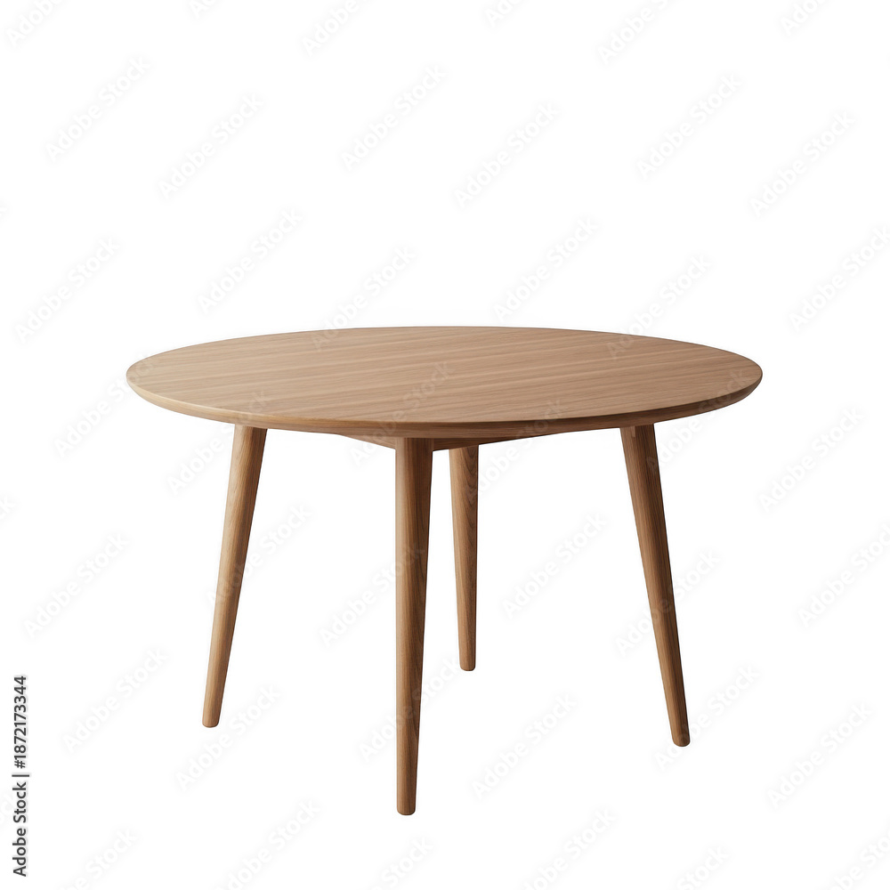 Fototapeta premium Modern round wooden coffee table isolated on transparent background