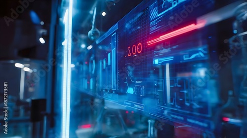 Advanced digital monitoring interface with highlighted data line showing system performance alert and real time technology diagnostics